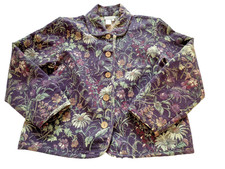 Coldwater Creek Jacket Womens PM Floral Tapestry Purple/Multi L/S Button/Collar
