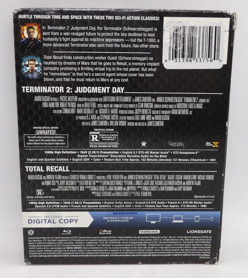 Terminator 2 + Total Recall Blu ray Steelbook - Image 2 of 4