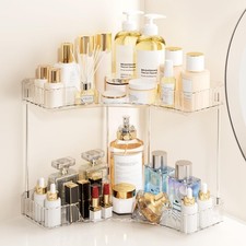 2-Tier Corner Bathroom Counter Organizer, Large Makeup Organizer For Vanity, ...