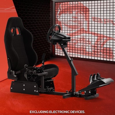 Supllueer Racing Simulator Cockpit Ständer mit Schwarz Sitz für Logitech G923