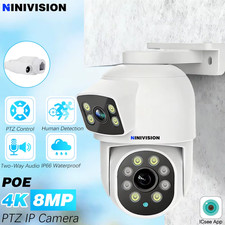 Icsee 8MP Dual Lens Dome PTZ Camera WIFI POE IP Rj45 Network Security Monitoring