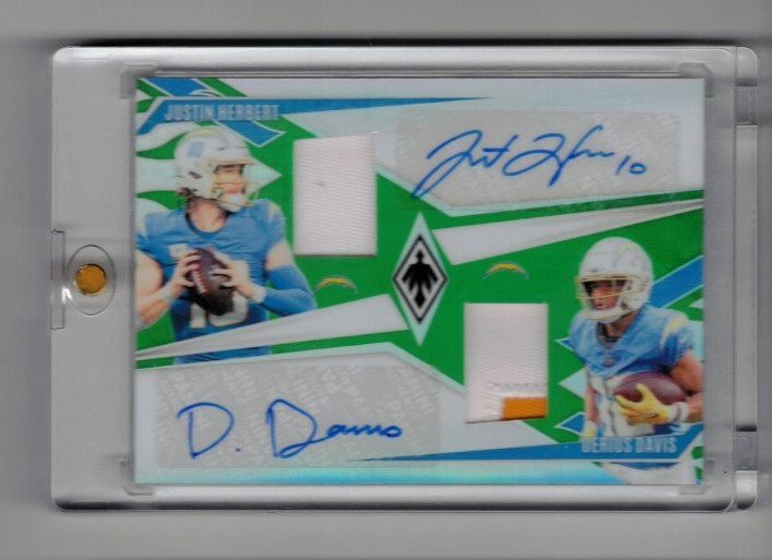2024 Phoenix Justin Herbert auto Darius Davis auto SSP 12/25 Dual Patch Chargers