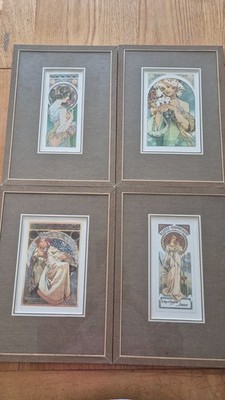 4er Set Alphonse Mucha Jugendstil gerahmte Drucke - Štorch Atelier