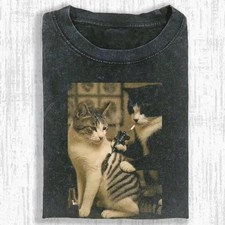 Funny cat tshirt, retro cat tattoo meme, funny parody shirt, viral tee