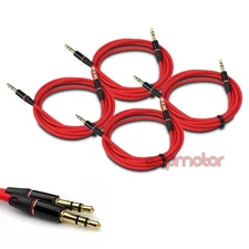 4X 3FT 3.5MM AUX AUDIO STEREO CABLES CORD RED ATRIX LUMIA 820 900 NITRO VIVID