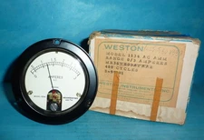 Weston 1534 AC Amperes Panel Meter Rugged Sealed 0-3 Amps 3 1/2in