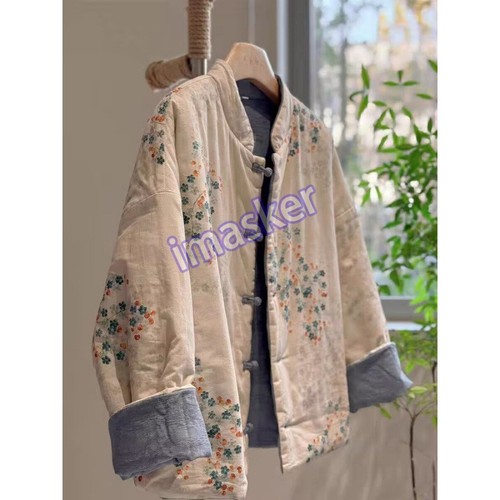 Retro Cotton-padded Clothes Stand-up Collar, Cotton-padded Jacket, Cotton Linen