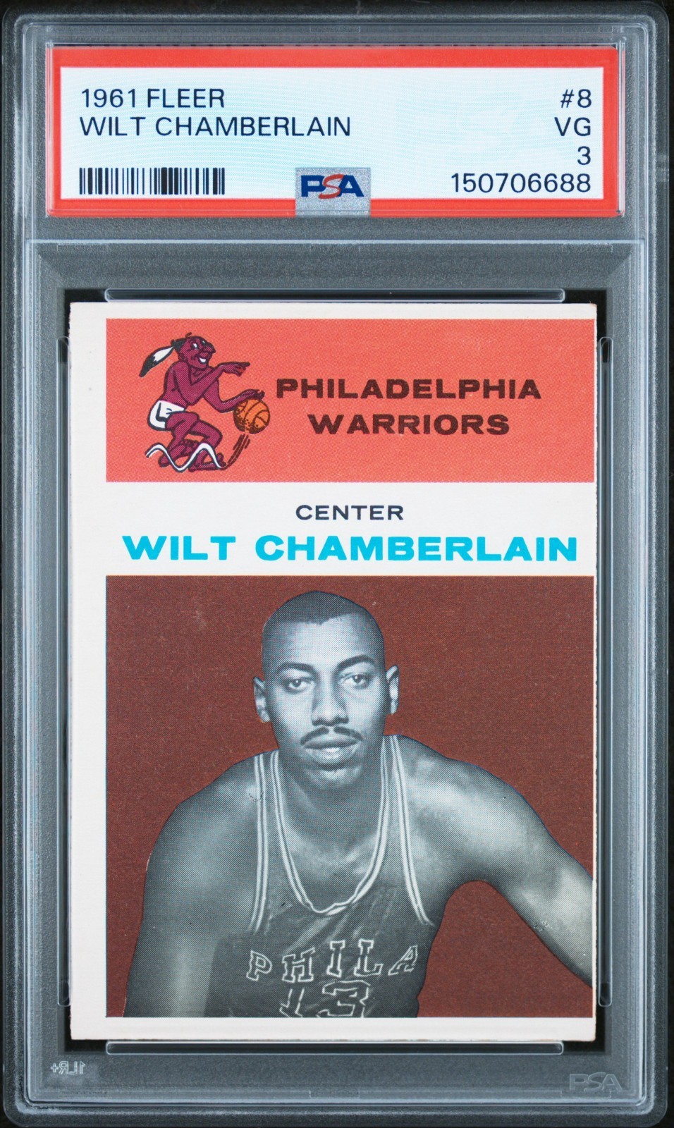 1961 FLEER #8 WILT CHAMBERLAIN - Graded PSA 3 - 313a