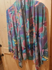 Ciara Sun Woo Cardigan Kimono Artsy Floral Colorful Open USA Made Stretch Large