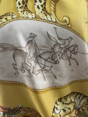 S5#Salvatore Ferragamo 100% Silk Scarf Tigers Cheetah Animal Print
