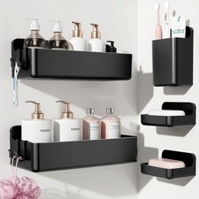 Shower Shelves 5 Pack, Adhesive Shower Wall Shelf Organizer for Bathroom Orga...