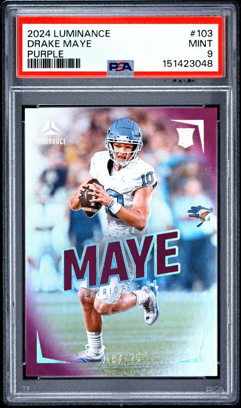2024 PANINI LUMINANCE PURPLE #103 DRAKE MAYE 119/175 PSA 9