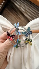 Vintage Style Butterfly Dragonfly Brooch, Colorful Enamel CrystalInsect Pin