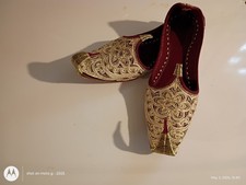 Traditional Jutti Indian Shoes Curled Toe Shoes Gold Size:6