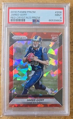 2016 Prizm Jared Goff Red Crystals Prizm #208 /75 PSA 9 Rookie RC