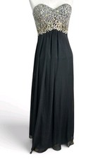 Decode 8 Black Strapless Beaded Sweetheart Chiffon Prom Gown Dress Size 8
