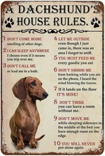 Retro A Dachshund House Rules For Dog Tin Metal Signs Home D cor 8x12