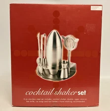 Stainless Steel Bar Cocktail Set 6 Piece Jigger Strainer Tongs Shaker Knife  New