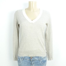 ALLUDE Cashmere Pullover Feinstrick V-Neck Beige Gr. M 38