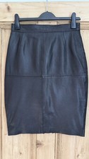 Whistles Sheep Lambs Real Leather Satin Lined Black Pencil Skirt UK 10 