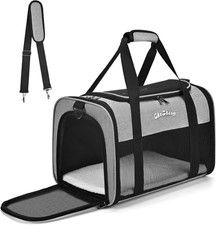Cat Dog Carrier for Small Medium Cats Puppies up to 18 Lbs  Grey  ,Soft Sided Cat