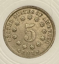 1874 Shield Nickel No Rays VF