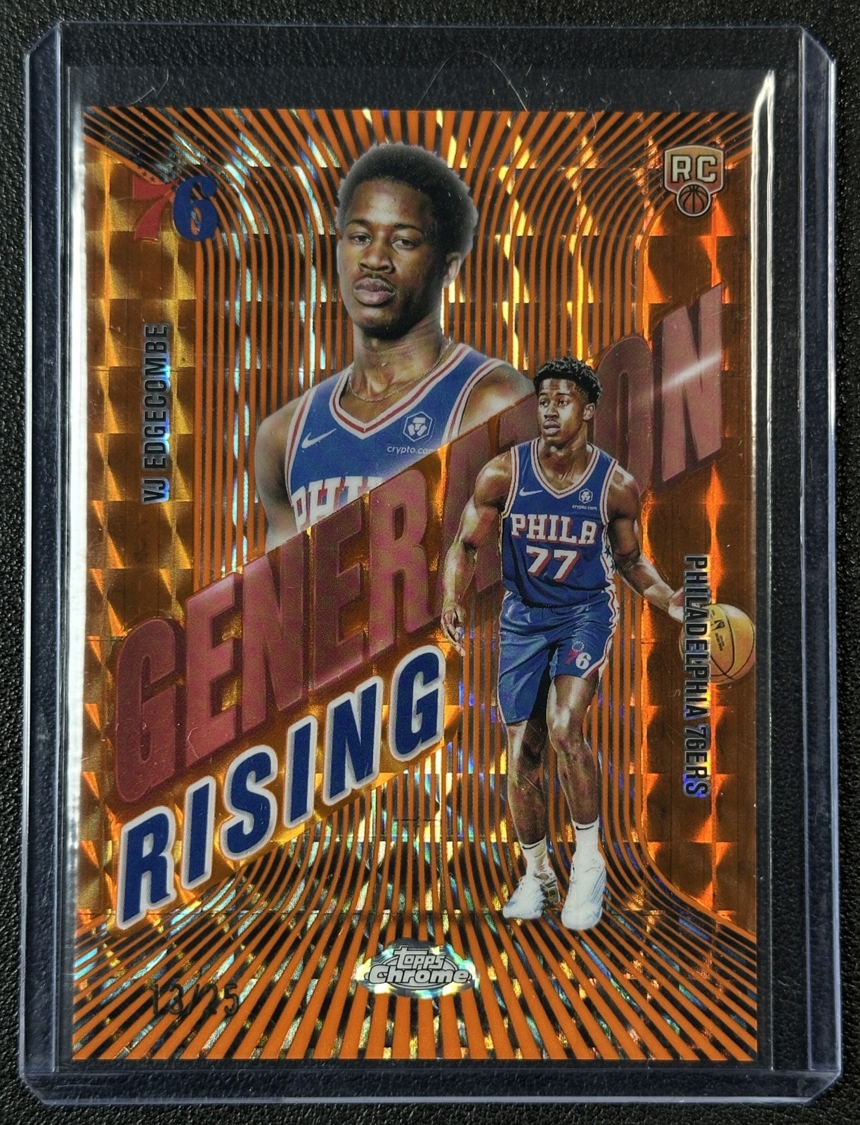 VJ EDGECOMBE 2025-26 TOPPS CHROME GENERATION RISING GEO ORANGE REFRACTOR RC /25