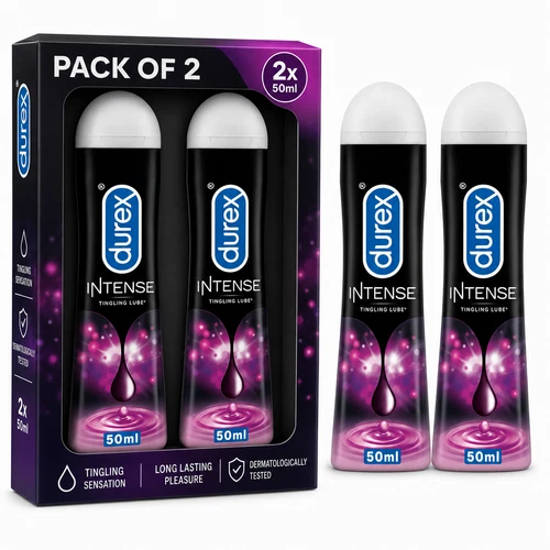 Durex Play Intense Tingling Lubricant Pack of 2 Water Based Gel 50ml Each