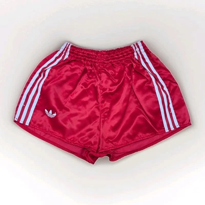 ADIDAS Glanz Nylon Shorts rot Sprinter Vintage Fußball Sport Running Retro Gym - Bild 1 von 4