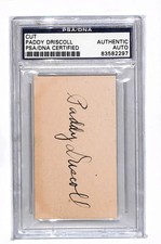 Paddy Driscoll Cut Signature Index Card PSA Authentic Auto