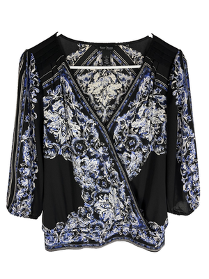 #ad WHITE HOUSE BLACK MARKET Top Size 10 Floral Wrap Snap Front Career Office NEW $9.87