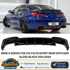 BMW 6 SERIES F06 F12 F13 M SPORT REAR DIFFUSER QUAD EXHAUST GLOSS BLACK 2011-18