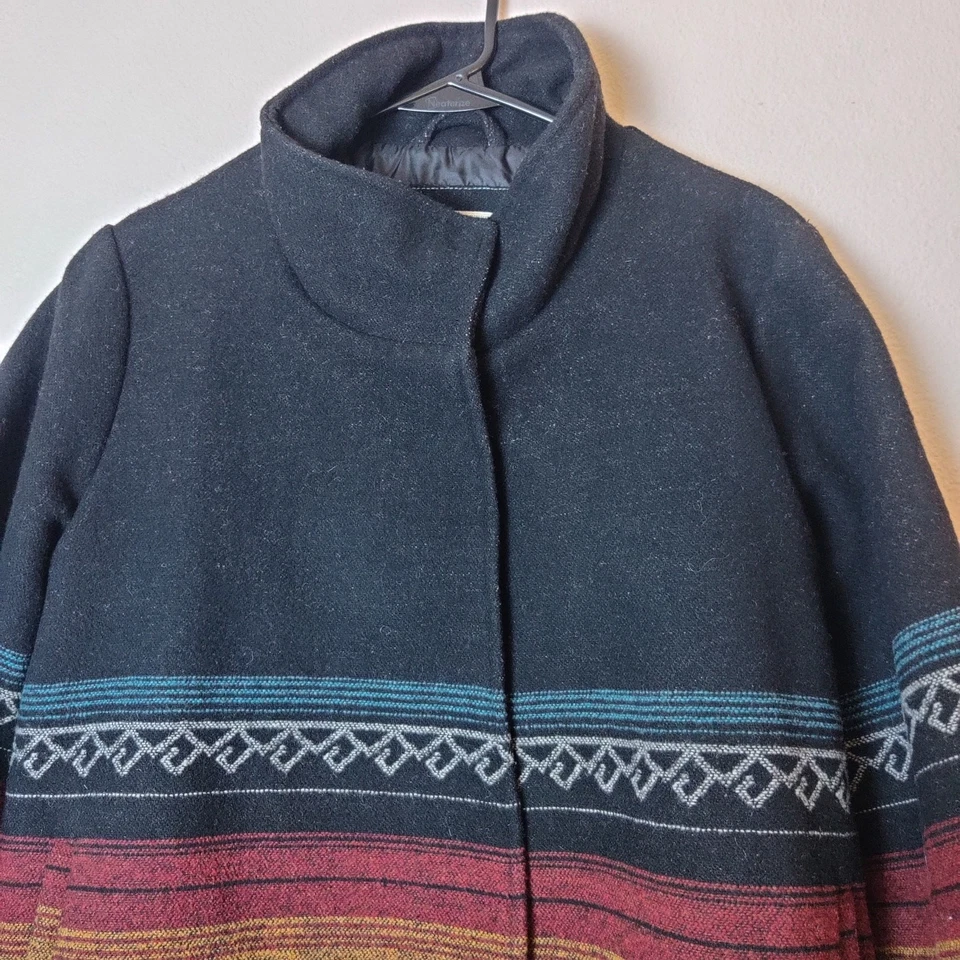 Abrigo Billabong Diseñadores Armario Mezcla Lana Colorido Azteca Guisante Grande Suroeste Foto 3 de 4