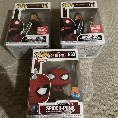 Lot 3 Pop Funko Deadpool Dinopool 777 Spider-Man Spiderpunk 503 px Preview