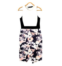 New Boohoo Womens Dress Pencil Wrap Size 12 Black Pink Ivory Stretch Knit