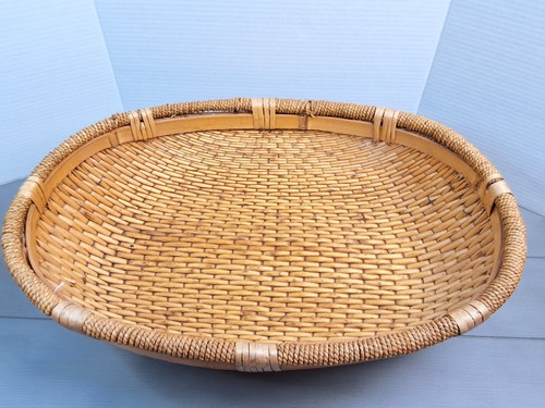 Cesta de almacenamiento de mimbre ovalada de colección decoración de ratán tejida mancha oscura lados planos 21,5" - Imagen 3 de 17