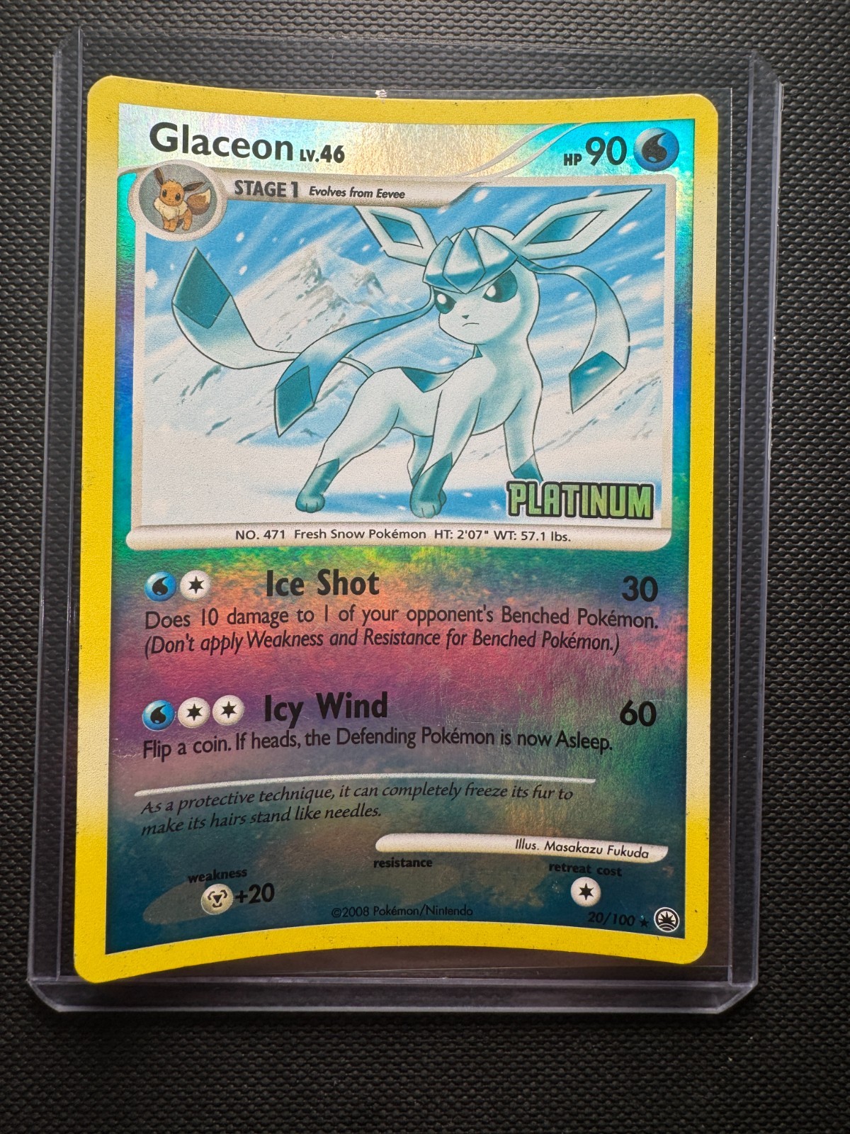Pokémon TCG Glaceon 2008 Majestic Dawn Reverse Holo Rare 20/100 Platinum LP