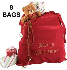 Christmas Santa Claus Gift Sack For Christmas Parties Holiday Gift Bag - 8 Bags