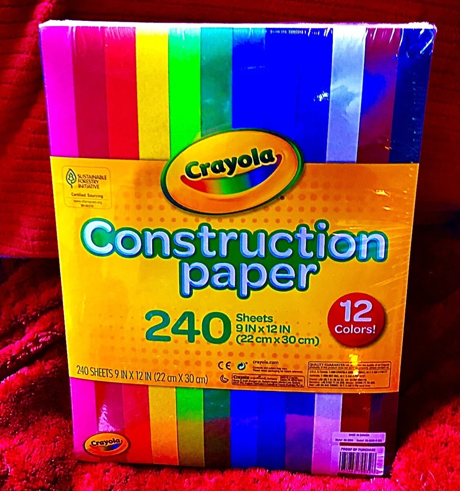 CRAYOLA MEGA JUMBO PACK 240 folhas de papel de construção 12 cores NOVO - Imagem 3 de 4