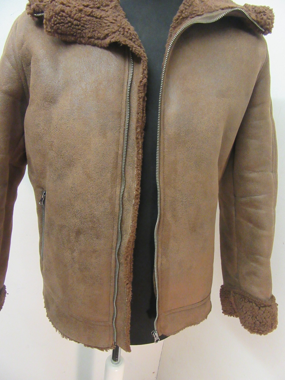 ASOS FAUX SHEEPSKIN SHEARLING BOMBER MOTORCYCLE JACKE… Gem