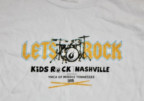 GILDAN Kids Youth Boys Medium White T-Shirt Rock N Roll Race Nashville 2015 New - Picture 2 of 4