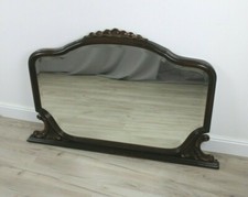 Grande Specchiera da Appoggio Specchio Molato con Cornice in legno Scuro Vintage