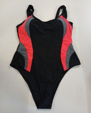 Ladies Swimming Costume Black/Coral/Grey - 2XL. White Shelf