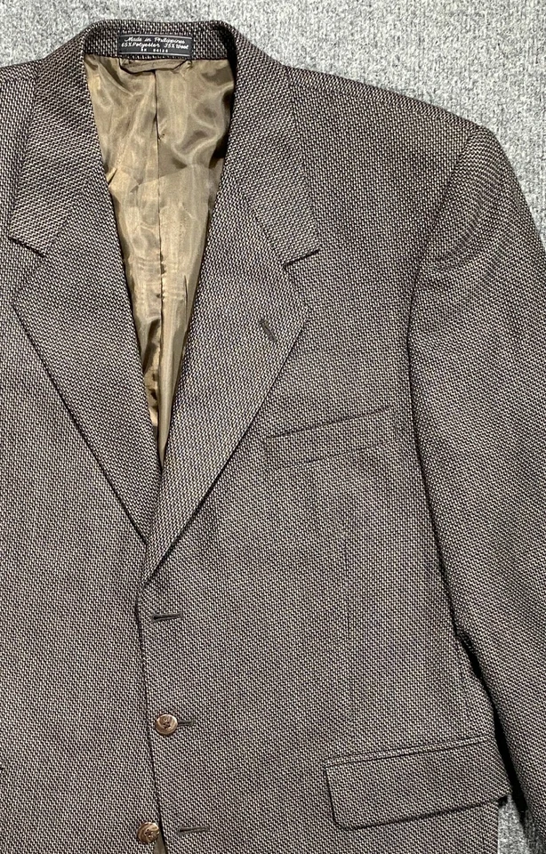 Chaqueta Blazer Jeffrey Banks Couture 46R Mezcla Lana Abrigo Deportivo 3-Btn/Marrón Oscuro Foto 3 de 4