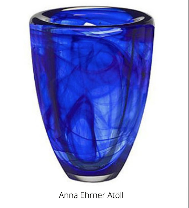 KOSTA-BODA ATOLL COBALT BLUE VASE 8 1/4 in Hand Blown Art