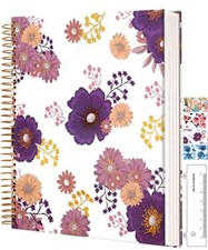 Hardcover Spiral Journal Notebook 8.5 x 11, 200 Pages Floral Purple Floral