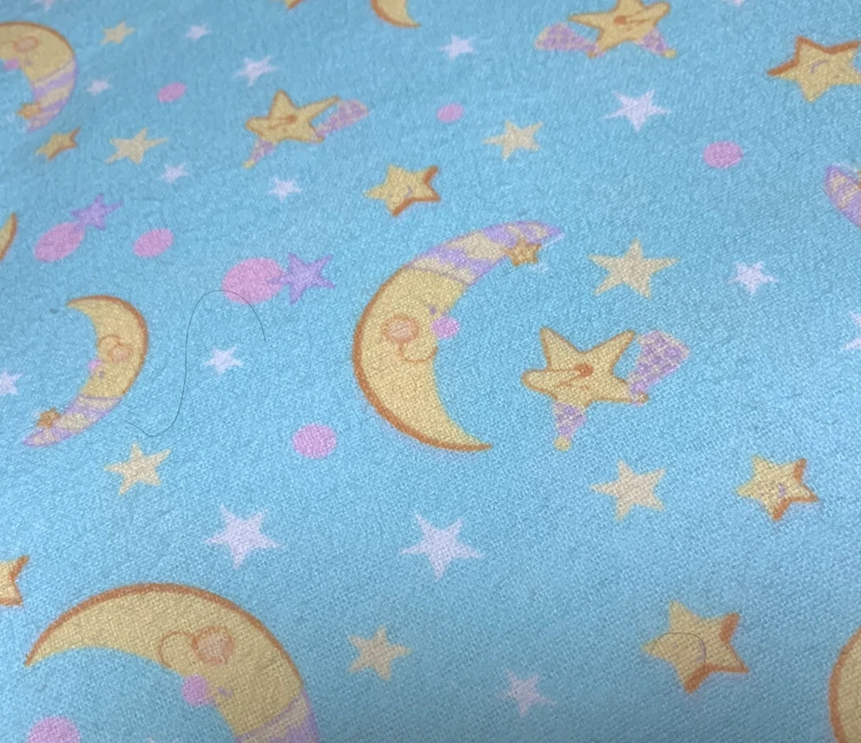 58" 2006 David Textiles Inc, Moon & Stars on Turquoise Flannel with Buttons - Image 2 of 4