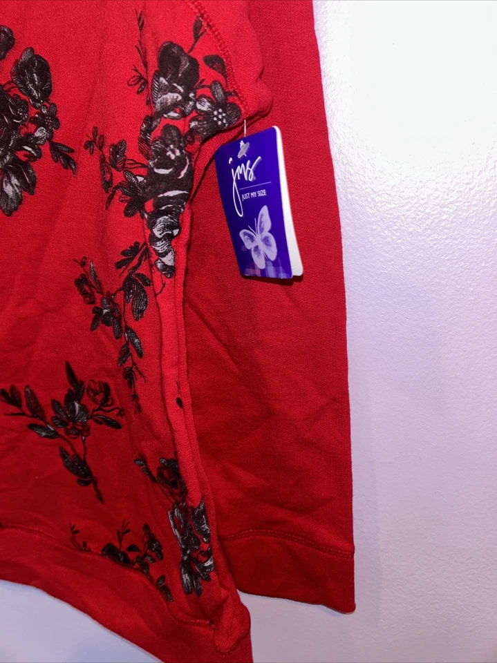 Just My Size Rojo Floral Acogedora Sudadera Ligera Roja 2X Nueva con Etiquetas Foto 4 de 4