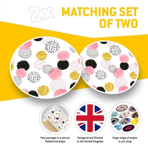 2 x Vinyl Stickers 15cm - Pink & Gold Spots Pattern Art #46045 - Zdjęcie 2 z 8