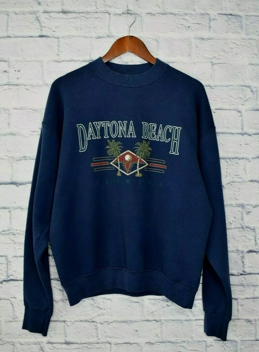 Vintage Daytona Beach Florida Sweatshirt Pullover Size XL Fits Smaller USA Blue